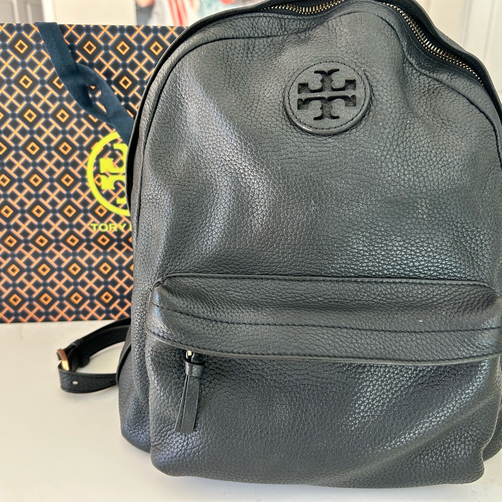 Tory Burch Pebbled Black Backpack